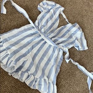 Cream and blue romper